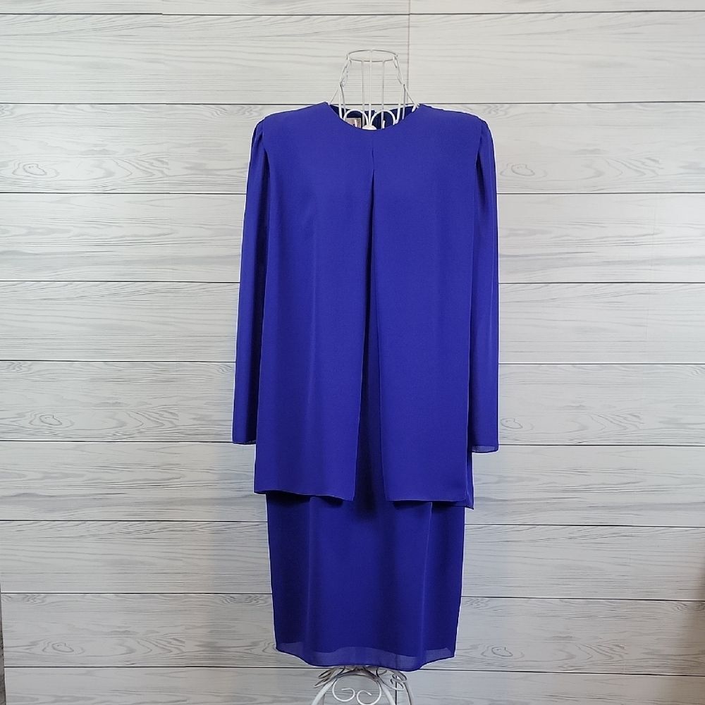Ursula of Switzerland Formal Royal Blue Midi Dress Womens Size 14